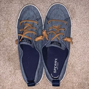 Jean blue Sperry slip Ons With memory foam